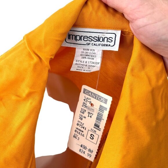 VTG NWT IMPRESSIONS CALIFORNIA GANTOS PUMPKIN ORANGE PEARL FLOWER BUTTON TOP - S - Picture 4 of 4